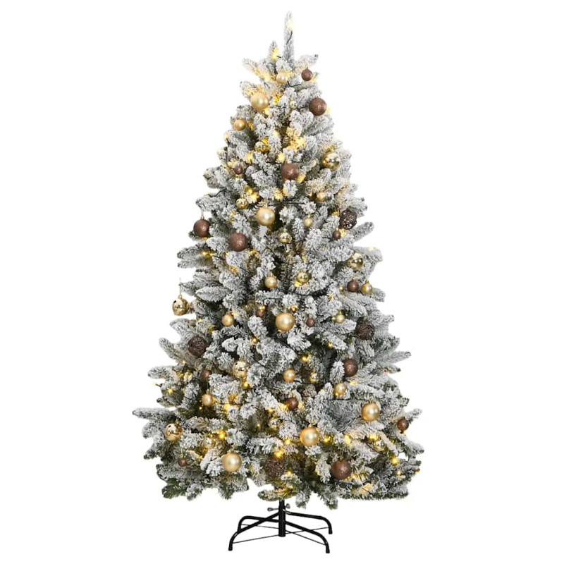 Umělý Sklápěcí Vánoční Stromek S 300 Led A Koulemi Zelená A Bílá - Standardní / 270 cm