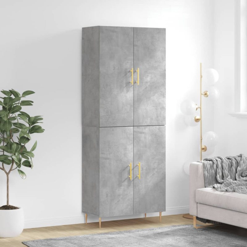 Skříň highboard betonově šedá 69,5x34x180 cm kompozitní dřevo - Šedá sonoma / 2 dvířka 2 zásuvky