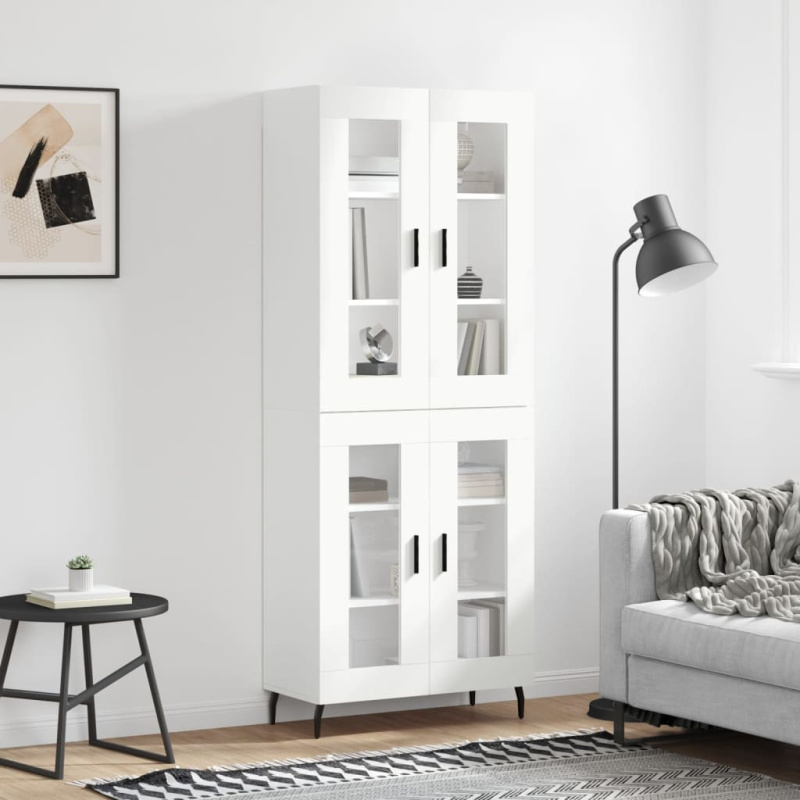 Skříň highboard 69,5 x 34 x 180 cm kompozitní dřevo - Bílá / 1 dřevěná dvířka 3 zásuvky