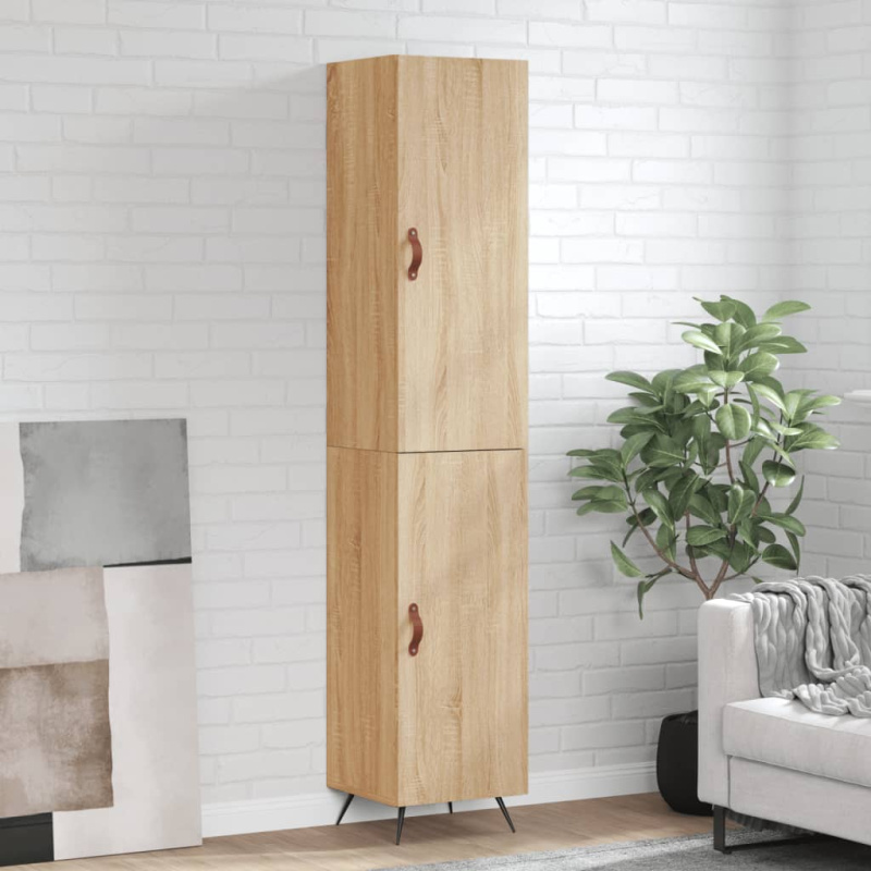 Skříň Highboard 34,5 X 34 X 180 Cm Kompozitní Dřevo - Bílá s vysokým leskem / 3 police