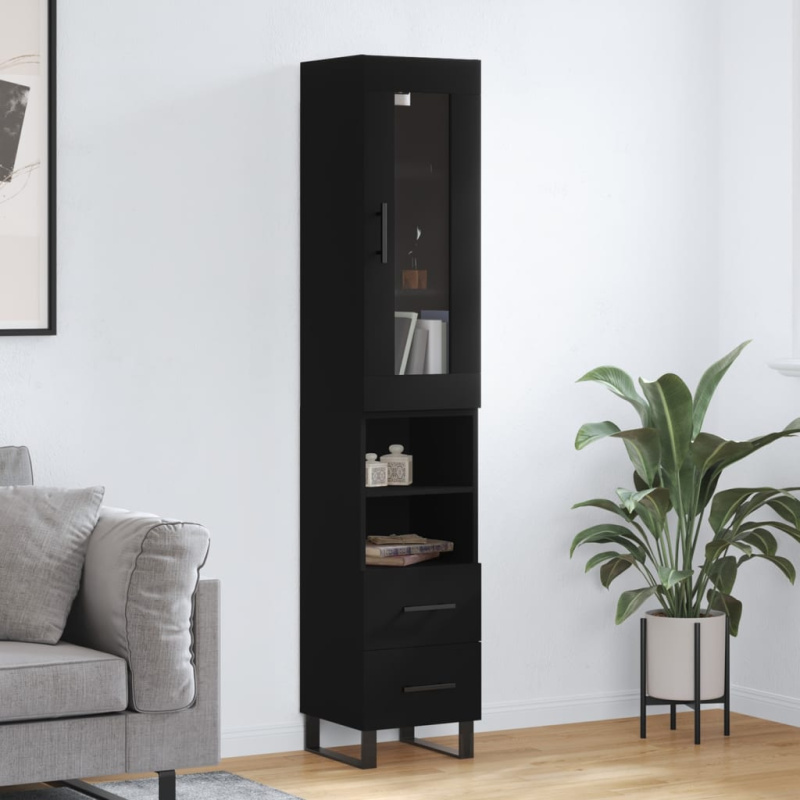 Skříň highboard černá 34,5 x 34 x 180 cm kompozitní dřevo - Bílá / 3 zásuvky