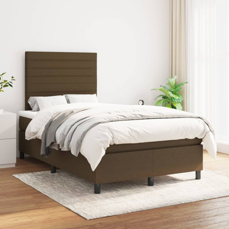 Box spring postel s matrací tmavě hnědá 90x190 cm textil