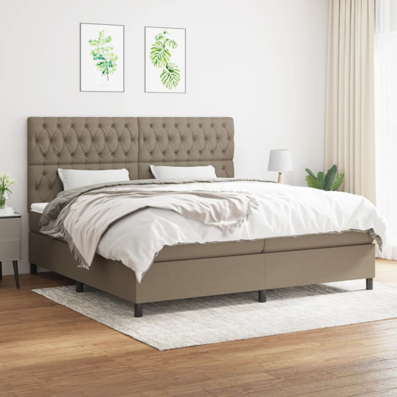 Box Spring Postel S Matrací Textil Taupe - Svislé pruhy / 120 x 200 cm