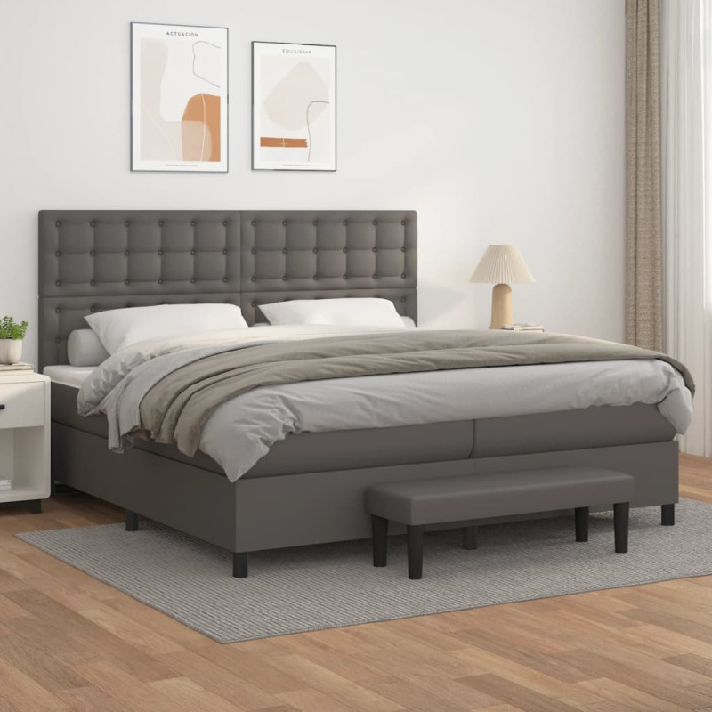 vidaXL Box spring postel s matrací bílá 80 x 200 cm umělá kůže