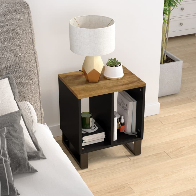 Odkládací Stolek 40 X 31 X 46 Cm Masivní Mangovník A Kompozit - Hnědá