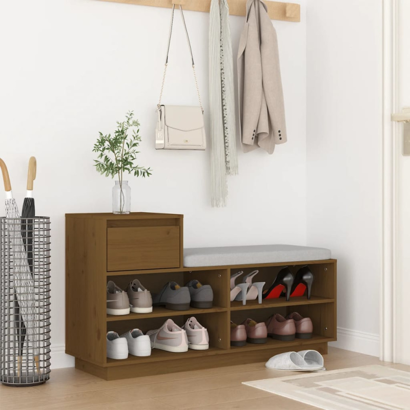 Botník Medově Hnědý 110 X 34 X 61 Cm Masivní Borové Dřevo - Přírodní
