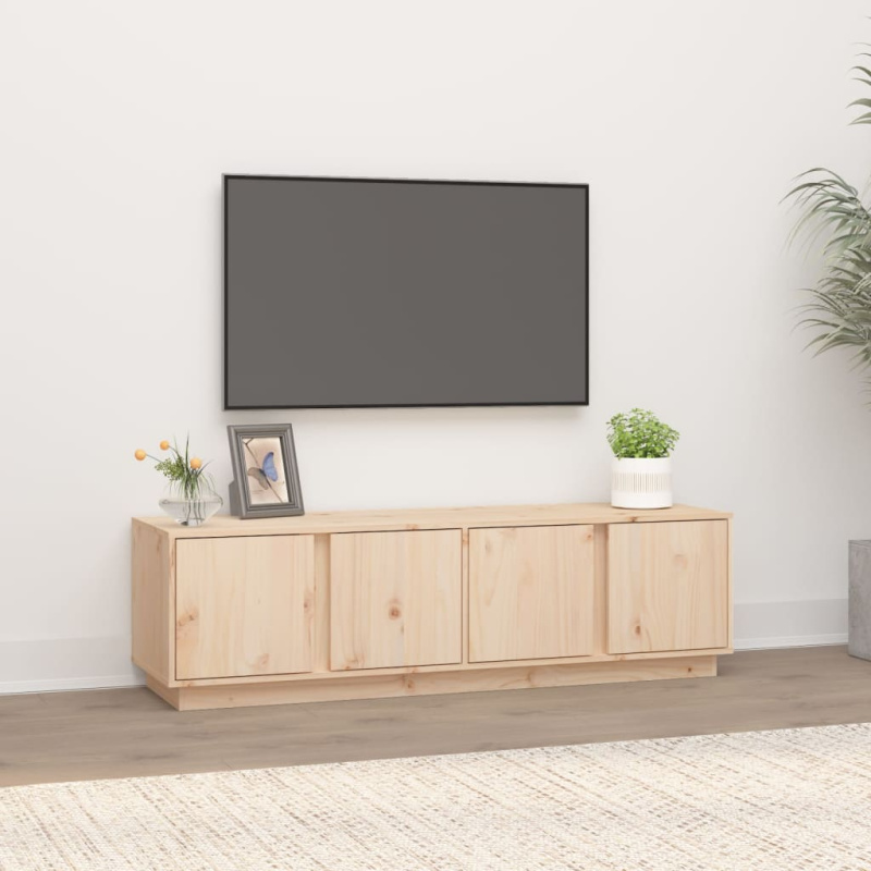 Tv Skříňka 140 X 40 X 40 Cm Masivní Borové Dřevo - Bílá