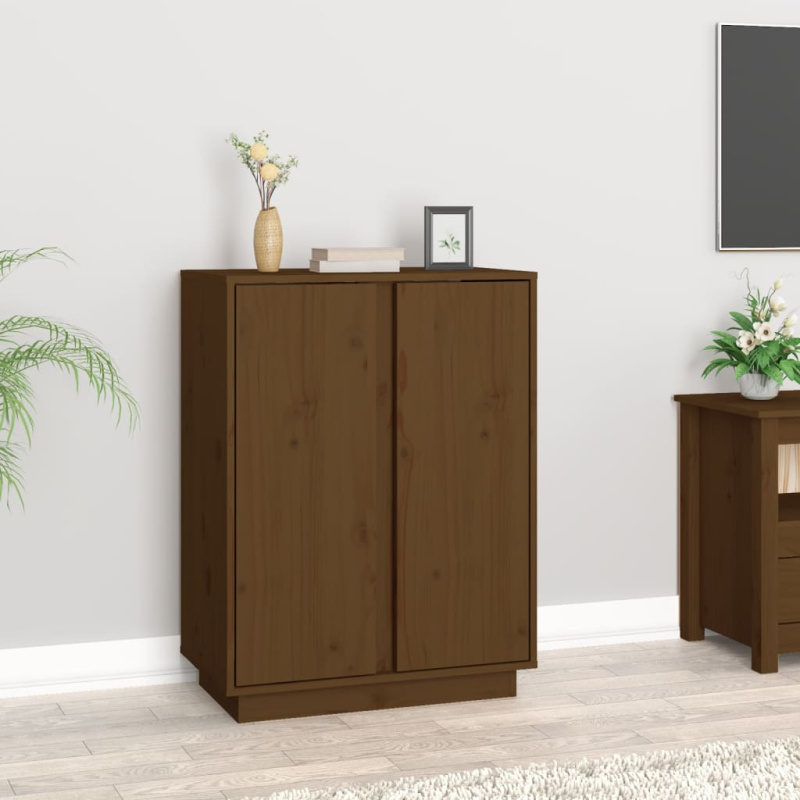 Příborník Medově Hnědý 60X35X80 Cm Masivní Borové Dřevo - Šedá