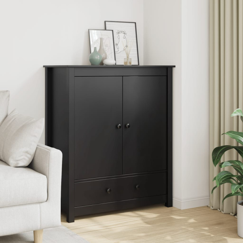 Skříň highboard černá 83 x 41,5 x 100 cm masivní borové dřevo - Přírodní