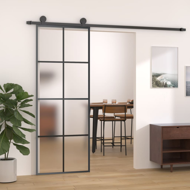 Posuvné Dveře S Kováním Esg Sklo A Hliník - Mřížky 2 x 4 / 76 x 205 cm