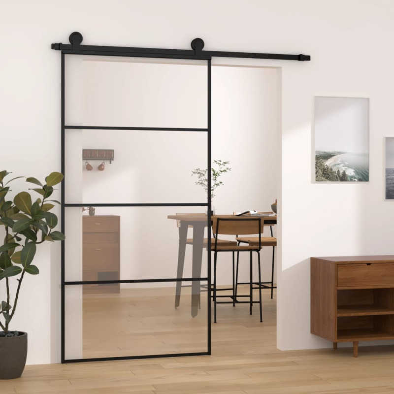 Posuvné Dveře S Kováním 102,5 X 205 Cm Esg Sklo A Hliník - Mřížky 2 x 4 / 102.5 x 205 cm