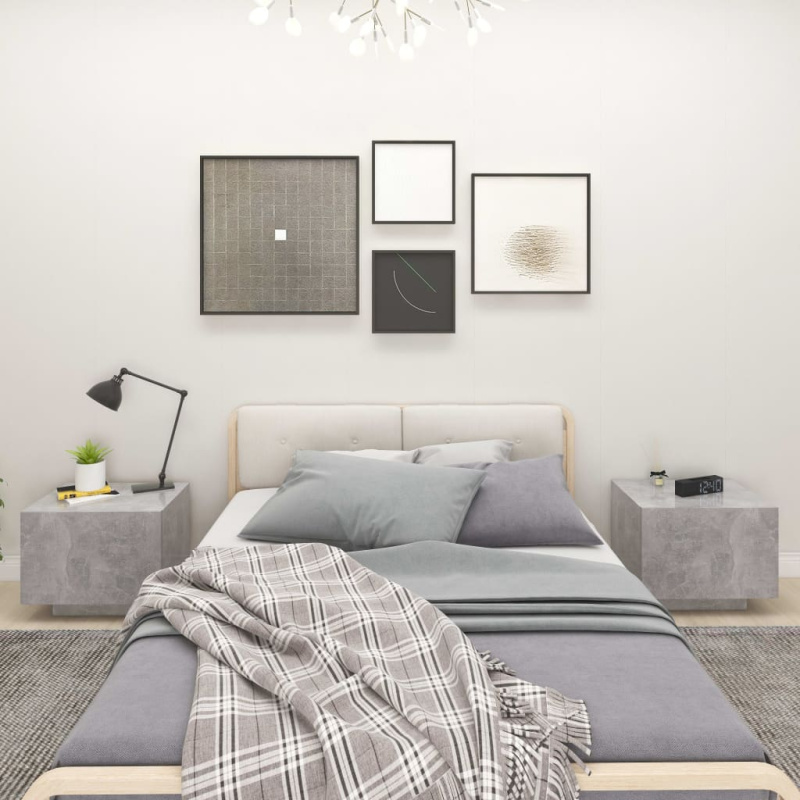 Noční Stolek Betonově Šedý 100 X 35 X 40 Cm Kompozitní Dřevo - Kouřový dub