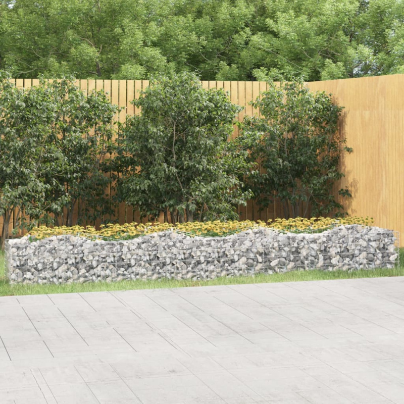 Klenutý Gabion Vyvýšený Záhon Pozinkované Železo - 800 x 100 x 50 cm