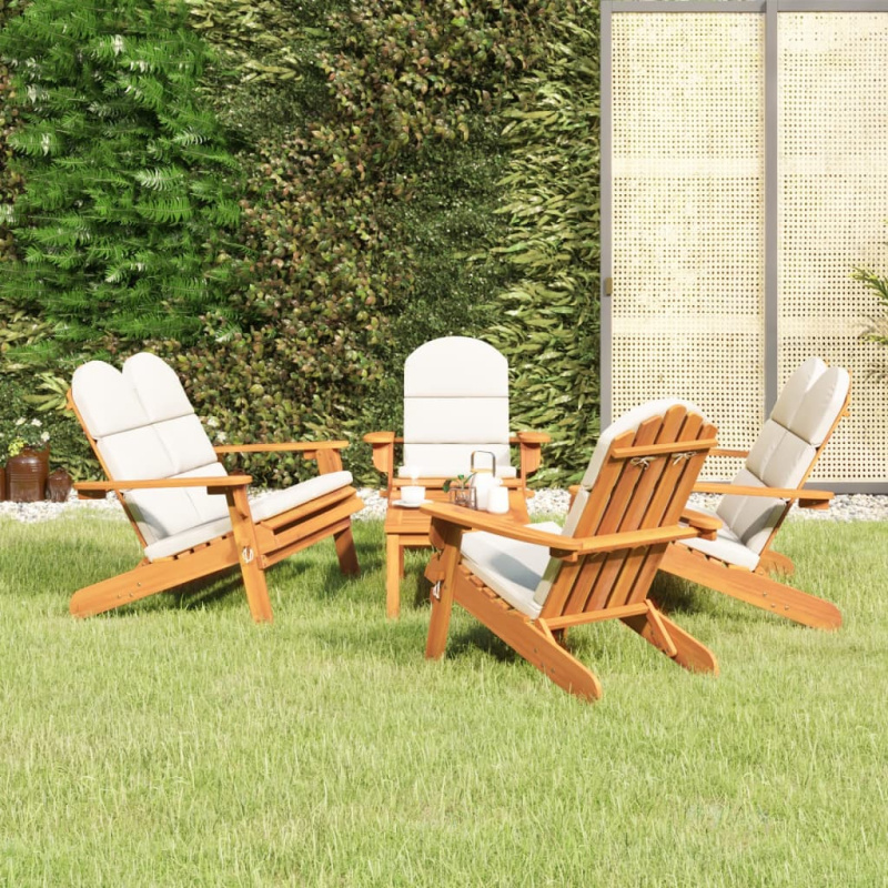 5Dílná Sada Zahradního Nábytku Adirondack Masivní Akácie - Bílá / lavice   2x židle   stůl