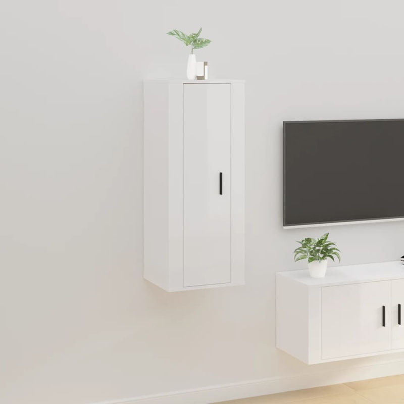 Nástěnná Tv Skříňka 40X34,5X Bílá S Vysokým Leskem - 1 / 40 cm / 57 cm