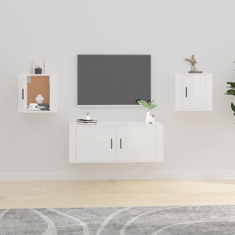 Nástěnné Tv Skříňky 2 Ks Bílé S Vysokým Leskem 40X34,5X Bílá S Vysokým Leskem - 2 / 40 cm