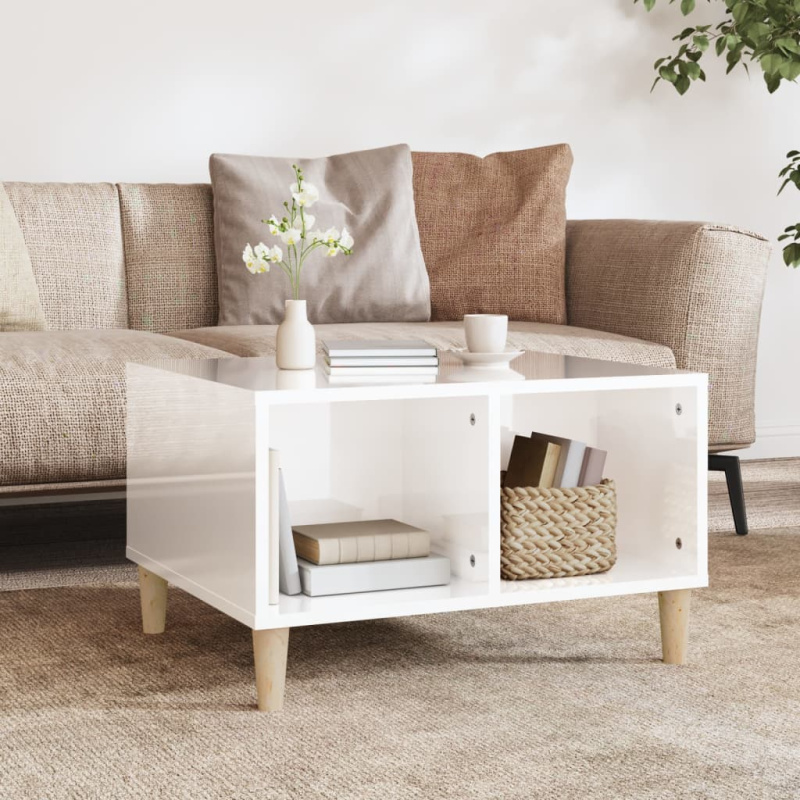 Konferenční Stolek Bílý S Leskem 60X50X36,5 Cm Kompozitní Dřevo - Betonová šedá