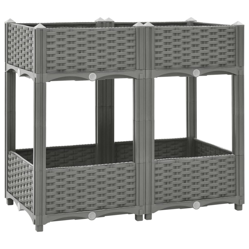 Vyvýšený Záhon Polypropylen - Světle šedá / 80 x 80 x (23-38) cm