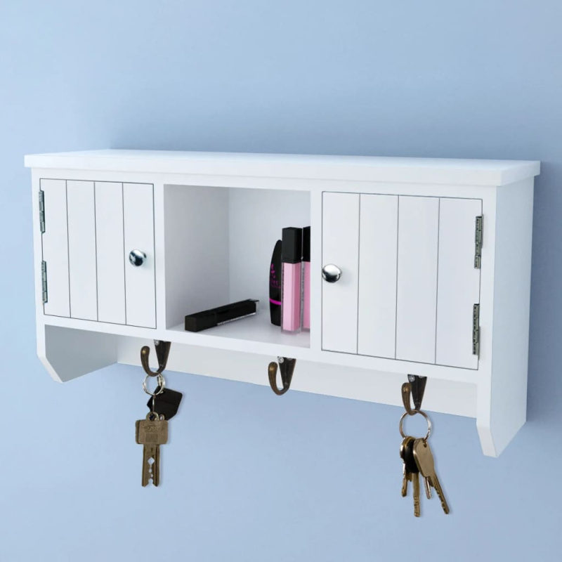 Nástěnná Skříňka Na Klíče A Šperky S Dvířky A Háčky - with 3 hooks and 2 doors