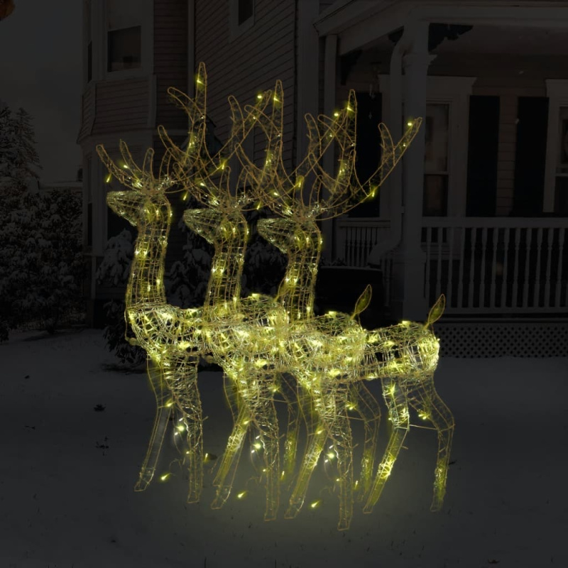 XXL Akryloví vánoční sobi s 250 teplými bílými LED 2 ks 180 cm