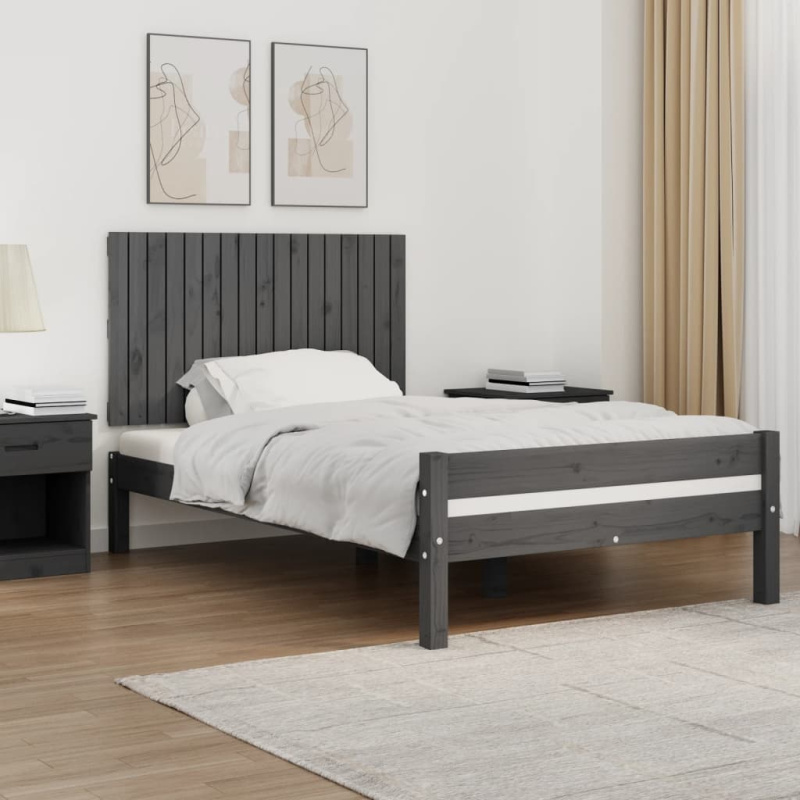 Nástěnné Čelo Postele Šedé 108 X 3 X 60 Cm Masivní Borové Dřevo Šedá - 108 x 90 cm