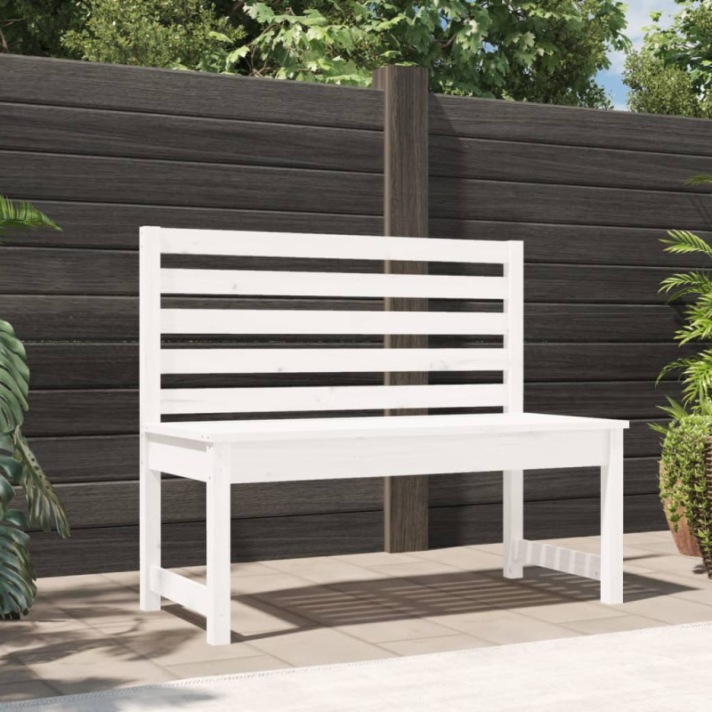 Zahradní Lavice Bílá 109 Cm Masivní Borové Dřevo - Medově hnědá borovice / 109 x 48 x 91.5 cm