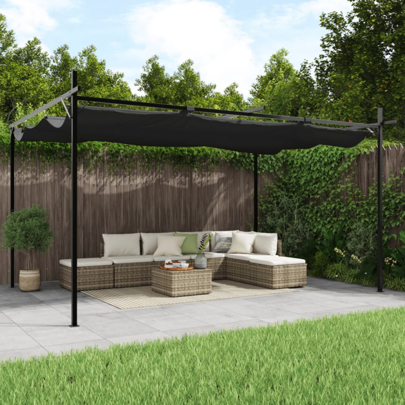 Pergola Se Zatahovací Střechou - Antracitová / 295 x 292 x 230 cm