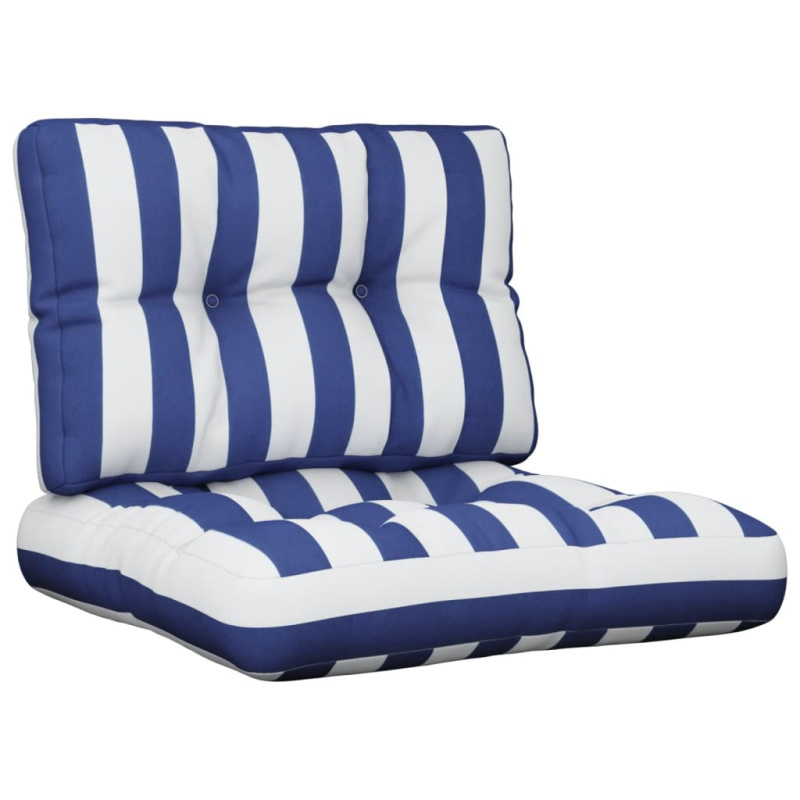 Podušky Na Palety 2 Ks Modré A Bílé Pruhy Textil Modro-Bílá - 80 x 80 x 12 cm