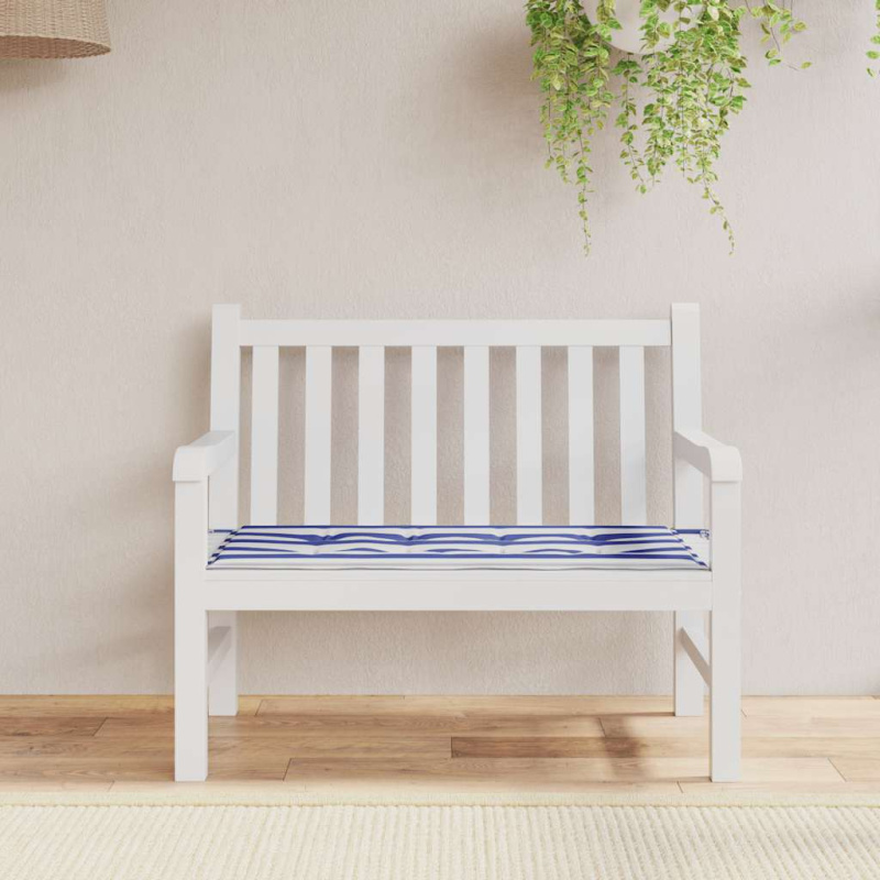 Poduška Na Zahradní Lavici Modré A Bílé Pruhy 100X50X3Cm Oxford - Modro-bílá / 100 x 50 x 3 cm