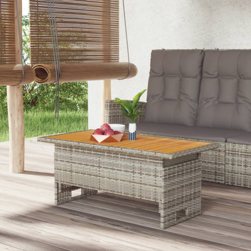 vidaXL Zahradní stůl šedý 100x50x43/63 cm masivní akácie a polyratan