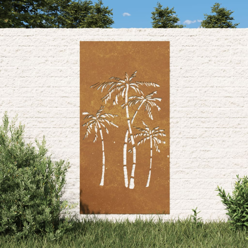 Zahradní Nástěnná Dekorace 105 X 55 Cm Cortenová Ocel Palma