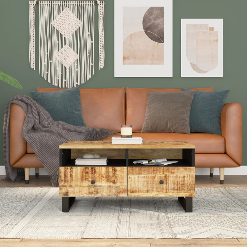 Konferenční Stolek 80 X 54 X 40 Cm Masivní Mangovník A Kompozit - medová hnědá