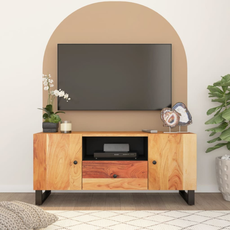 Tv Skříňka 105 X 33,5 X 46 Cm Masivní Akácie A Kompozitní Dřevo