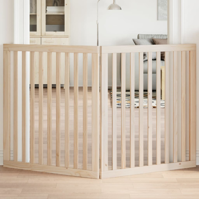 Zábrana pro psy s dvířky skládací 6 panelů bílá 300 cm topol