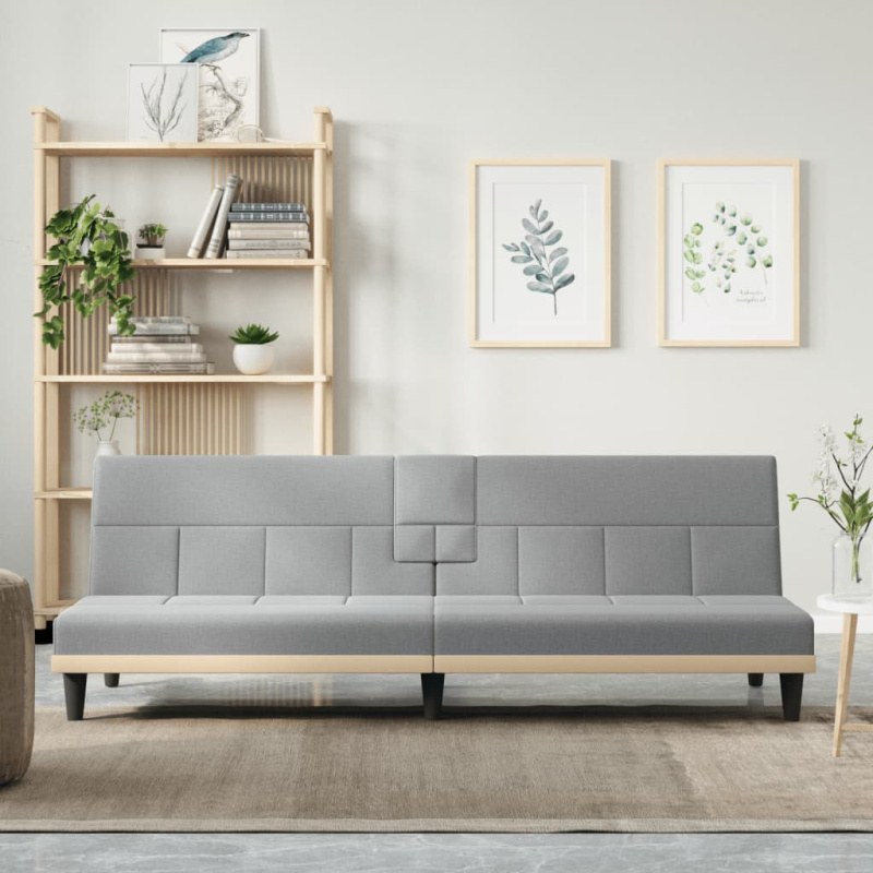 Rozkládací Pohovka S Držáky Na Nápoje Textil - Taupe