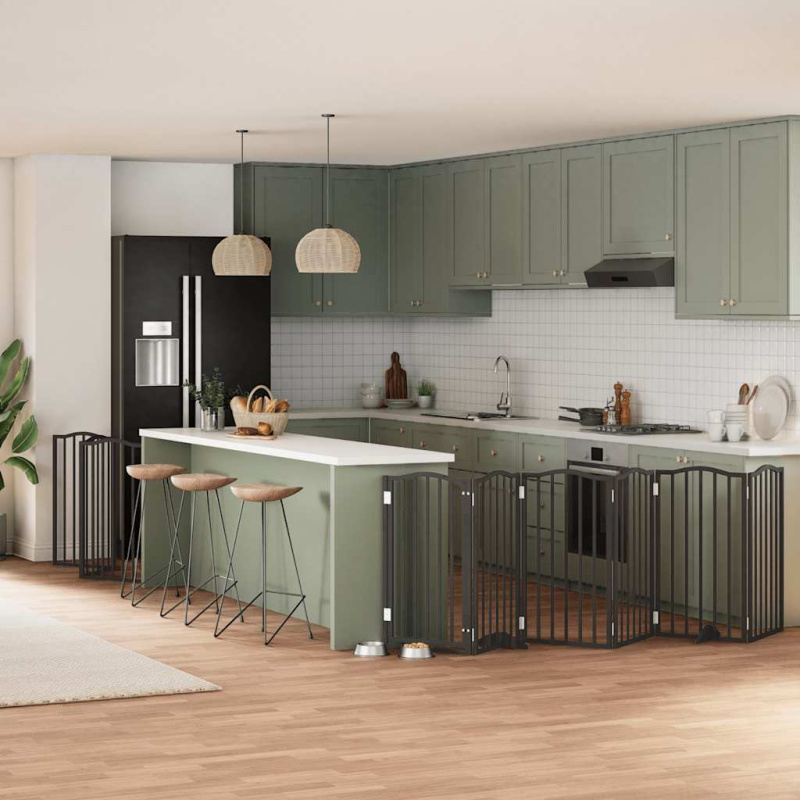 vidaXL Zábrana pro psy s dvířky skládací 12 panelů černá 960 cm topol