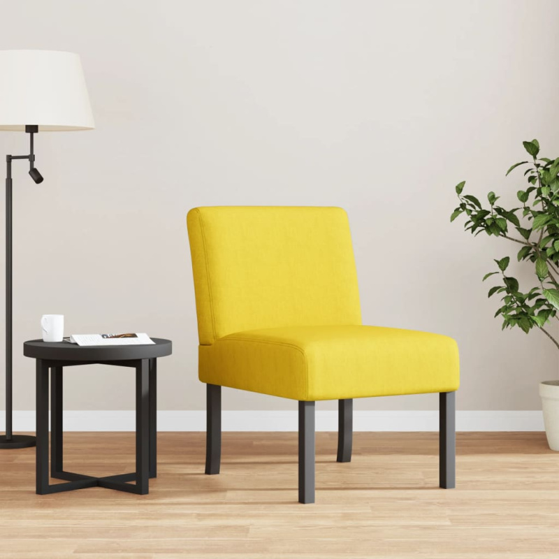 Nízké křeslo bez područek světle žluté textil