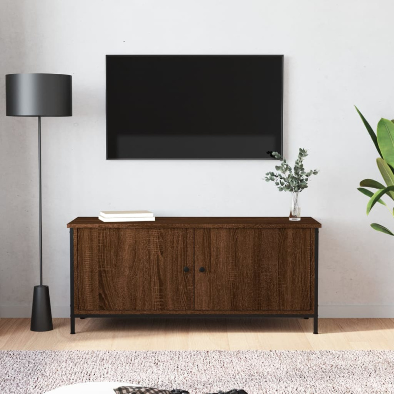 Tv Skříňka S Dvířky 102 X 35 X 45 Cm Kompozitní Dřevo - Hnědý dub / 60 cm
