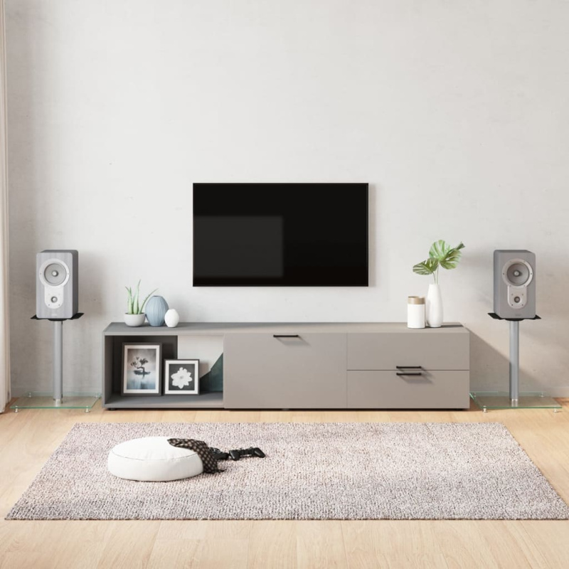 Stojany Na Reproduktor 2 Ks Stříbrné Tvrzené Sklo 1 Sloupek - Černá / 40 x 40 x 86 cm