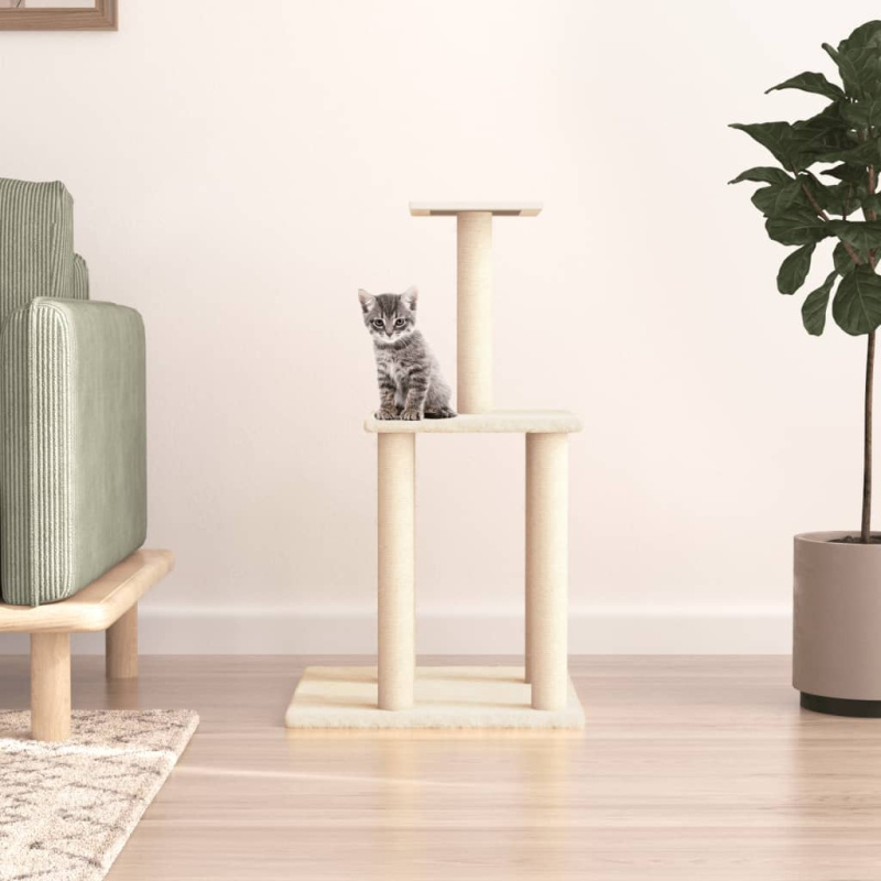 Škrabadlo Pro Kočky Se Sisalovými Sloupky Krémové 85,5 Cm - Krémová