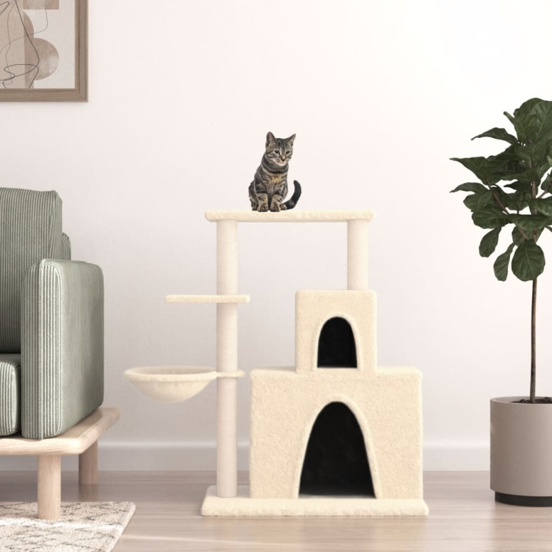 Škrabadlo Pro Kočky Se Sisalovými Sloupky Krémové 83 Cm - Světle šedá