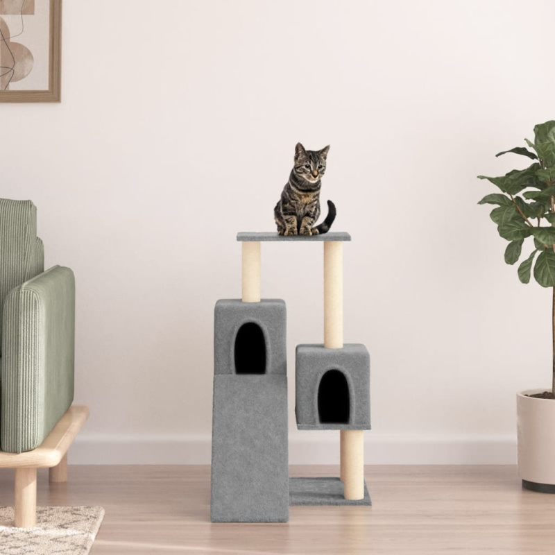 Škrabadlo Pro Kočky Se Sisalovými Sloupky Světle Šedé 82 Cm - Světle šedá