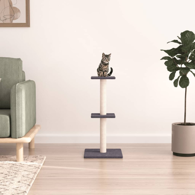 Škrabadlo Pro Kočky Se Sisalovými Sloupky Tmavě Šedé 73 Cm - Krémová