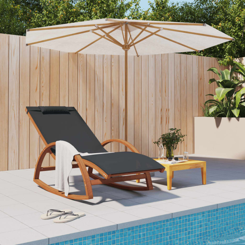 Houpací Křeslo Šedé Textilen A Masivní Topolové Dřevo - Bílá