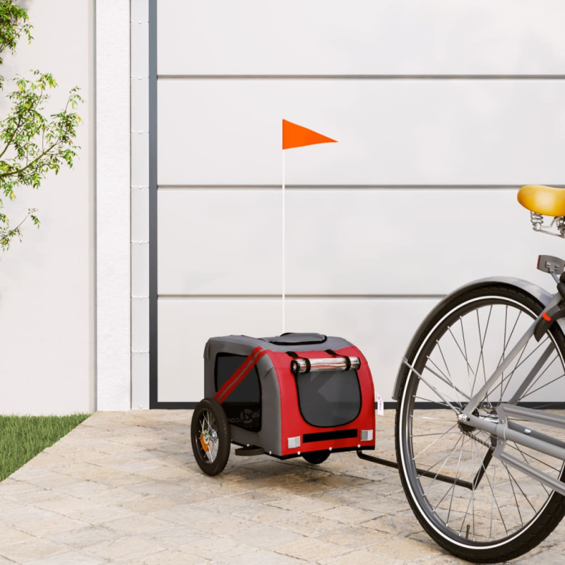Vozík Za Kolo Pro Psa Červený A Šedý Oxfordská Tkanina/Železo - orange / 133.5 x 69 x 73.5 cm