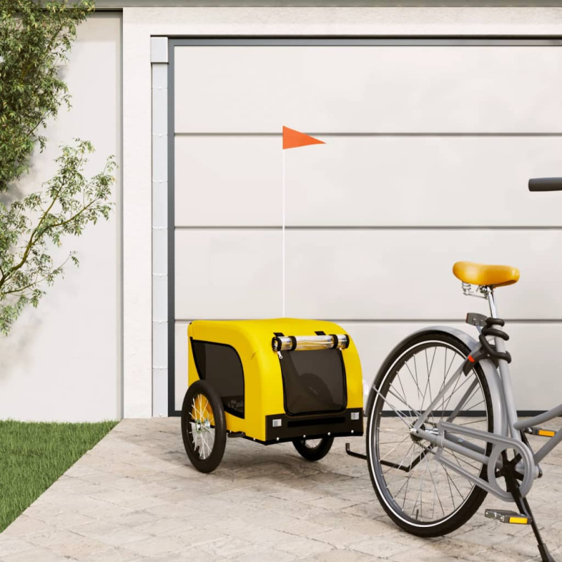 Vozík Za Kolo Pro Psa Žlutý A Černý Oxfordská Tkanina A Železo - orange / 53 x 124 x 53 cm