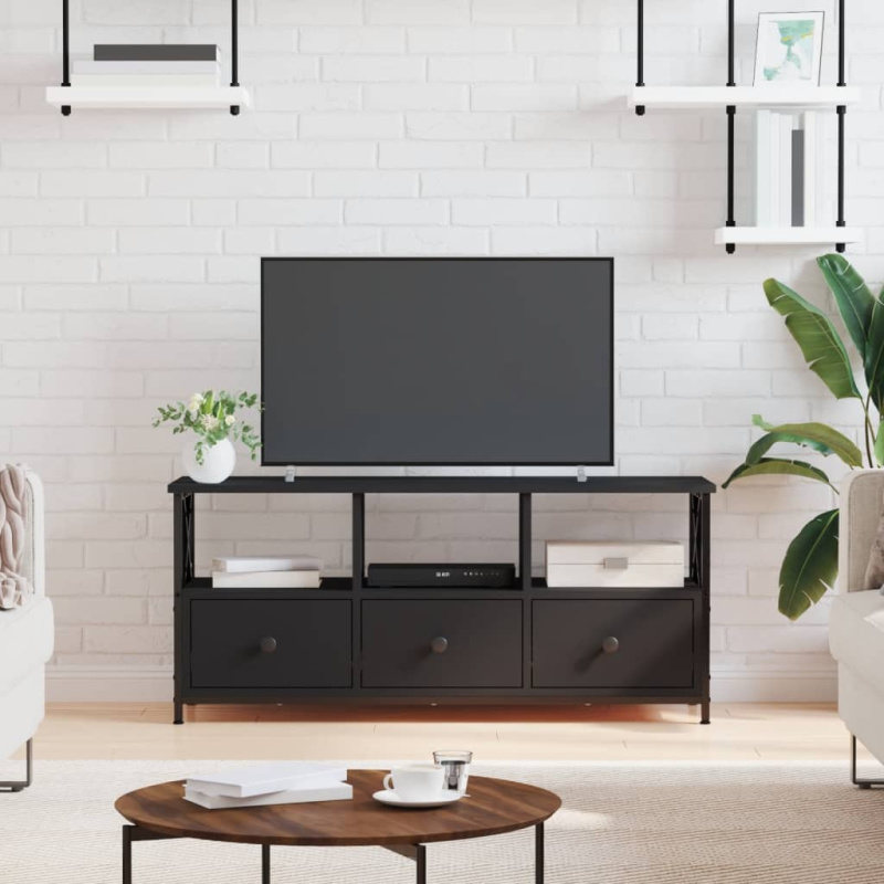 Tv Skříňka Černá 102 X 33 X 45 Cm Kompozitní Dřevo A Železo - dub sonoma / 102 cm