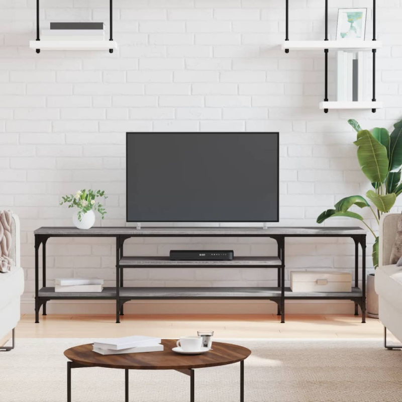 Tv Skříňka Šedá Sonoma 161X35X45 Cm Kompozitní Dřevo A Železo - dub sonoma / 121 cm