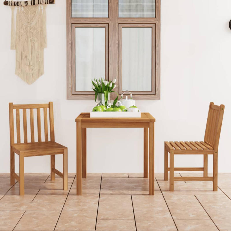 3Dílný Zahradní Jídelní Set Masivní Teakové Dřevo - 4x židle   stůl / 110 cm dlouhý stůl