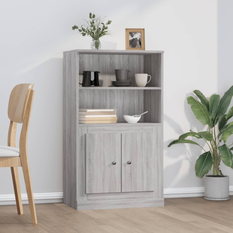 Skříň Highboard Šedá Sonoma 60 X 35,5 X 103,5 Kompozitní Dřevo - dub sonoma
